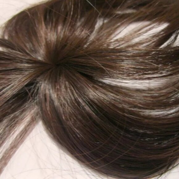 8" Clip-In Synthetic Hair TopperThinner Natural-Looking 3D Fringe Darkest Brown - Picture 2 of 8